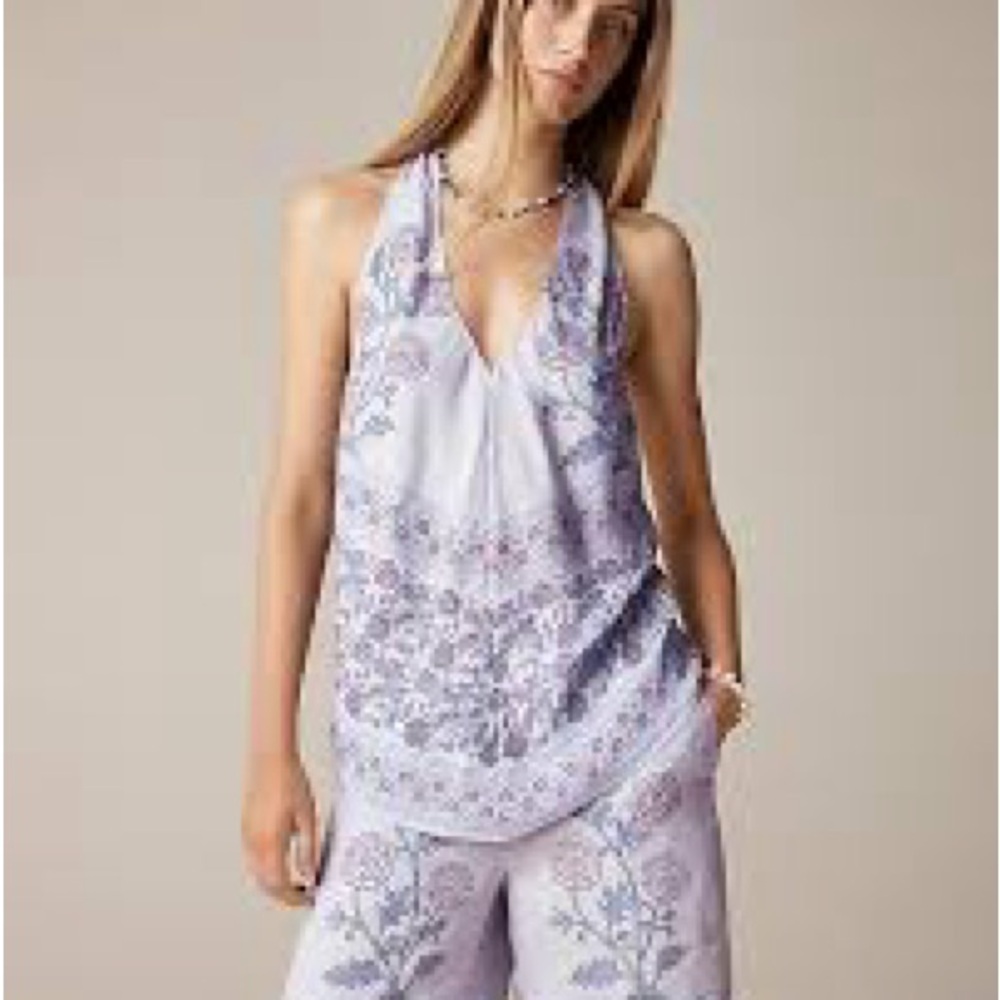 J. Crew Lavender Floral Halter Top